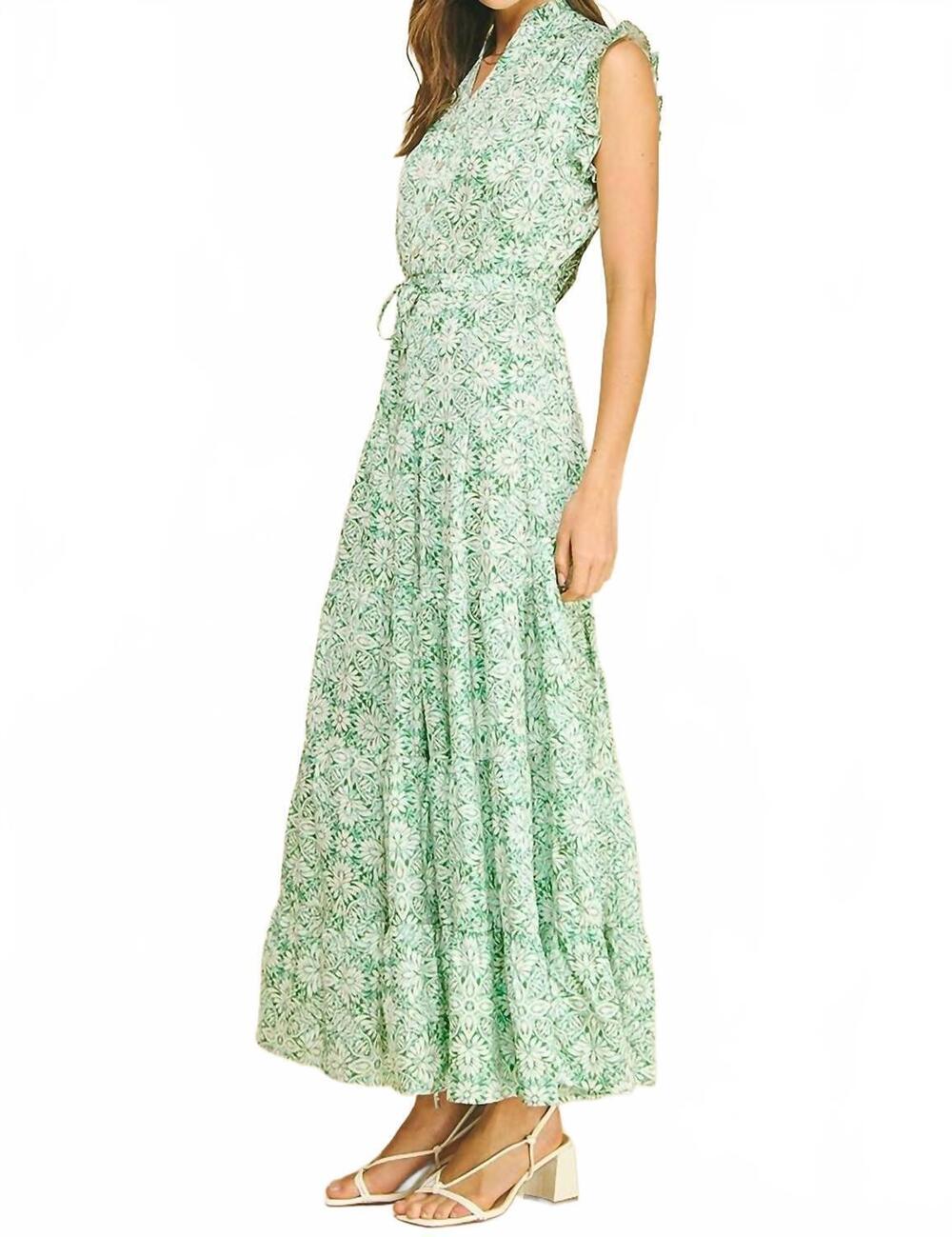 NEW PINCH floral print tiered maxi dress in mint meadow - Picture 3 of 4